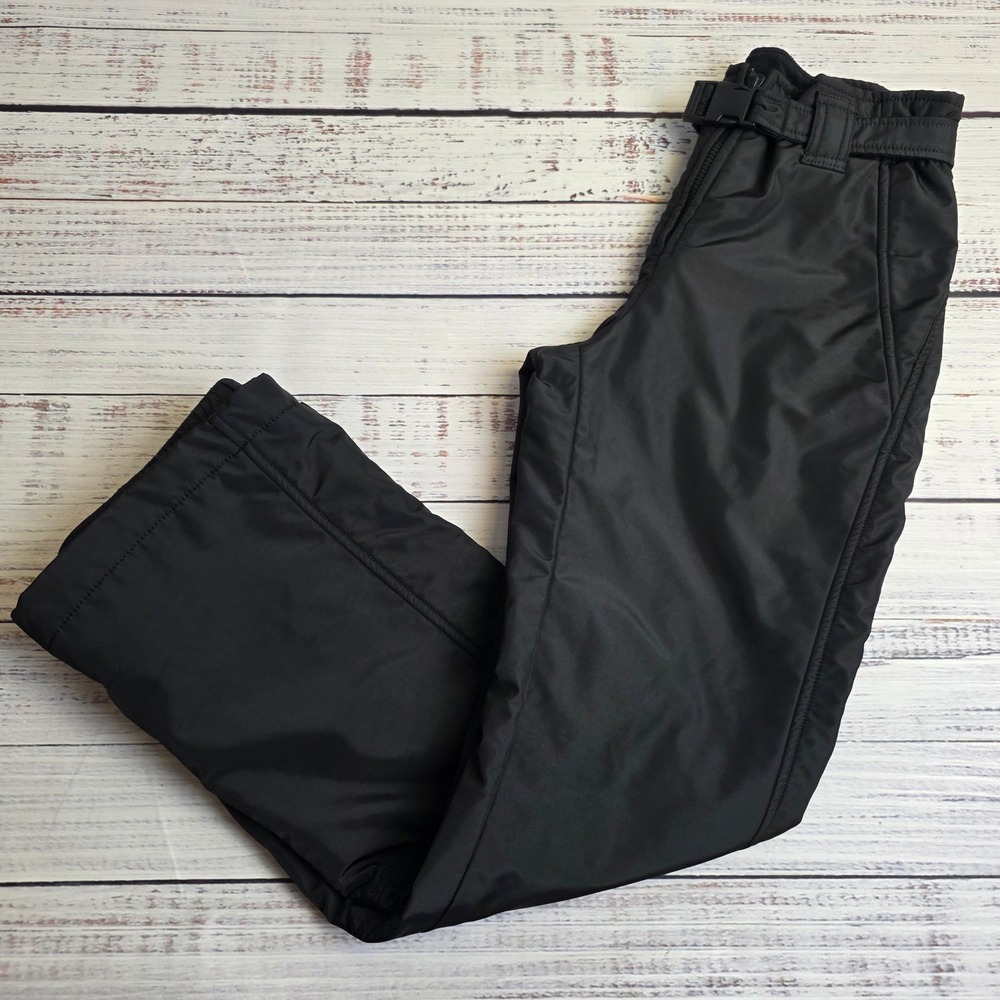 Post Card Womens Black‎ Insulated Ski Snow Pants Size 6 Belted Ankle Zip Romania